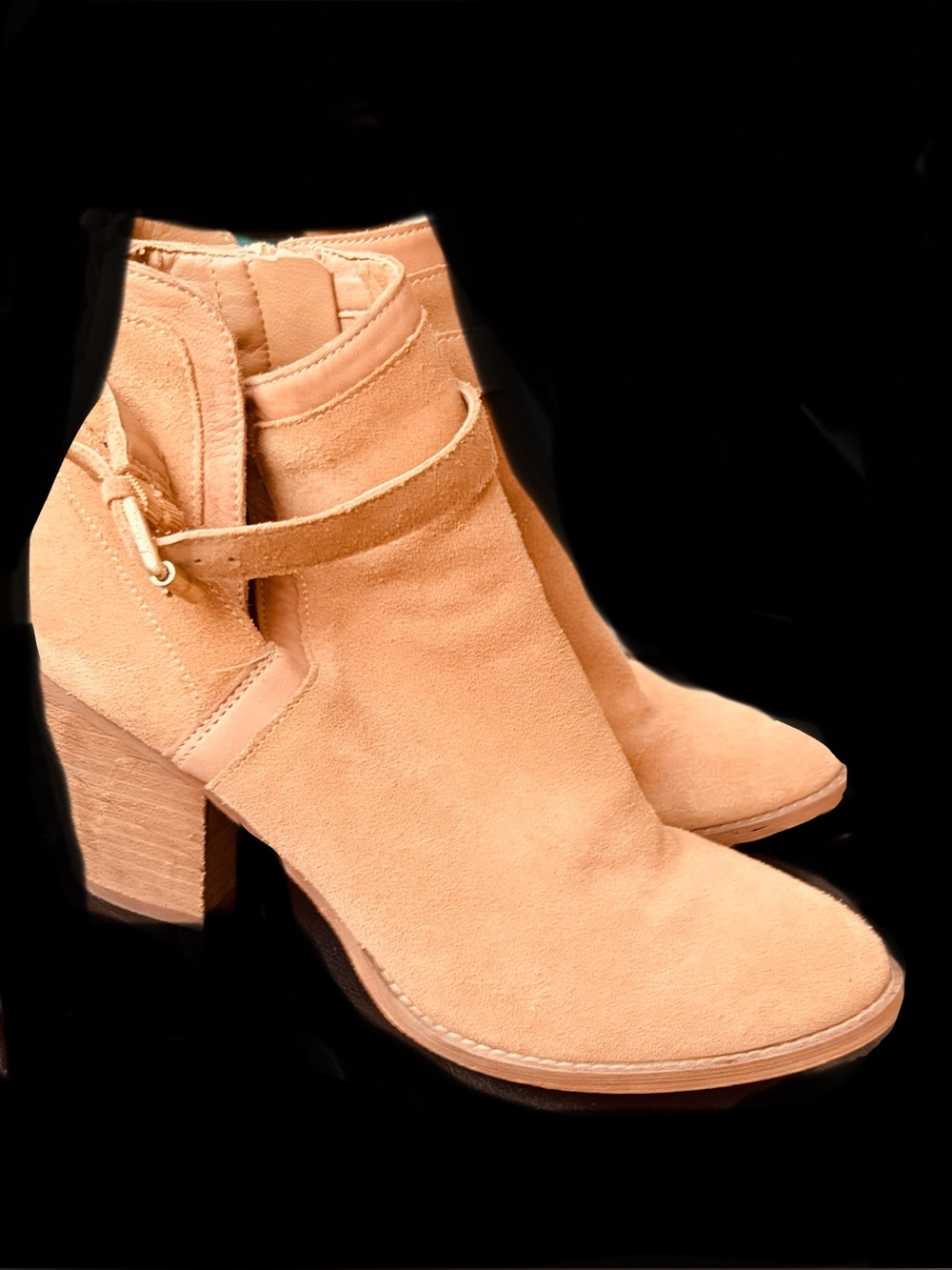 Women’s SamEdelman Tan Suede Ankle Boot with Block Heel